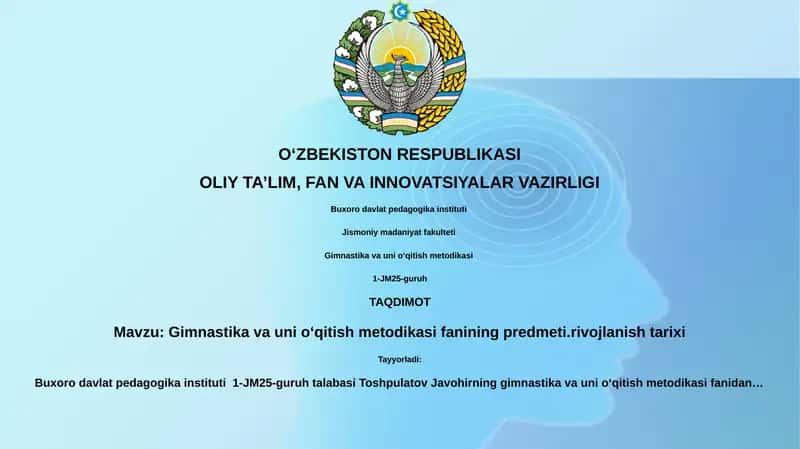 Gimnastika va uni o'qitish metodikasi