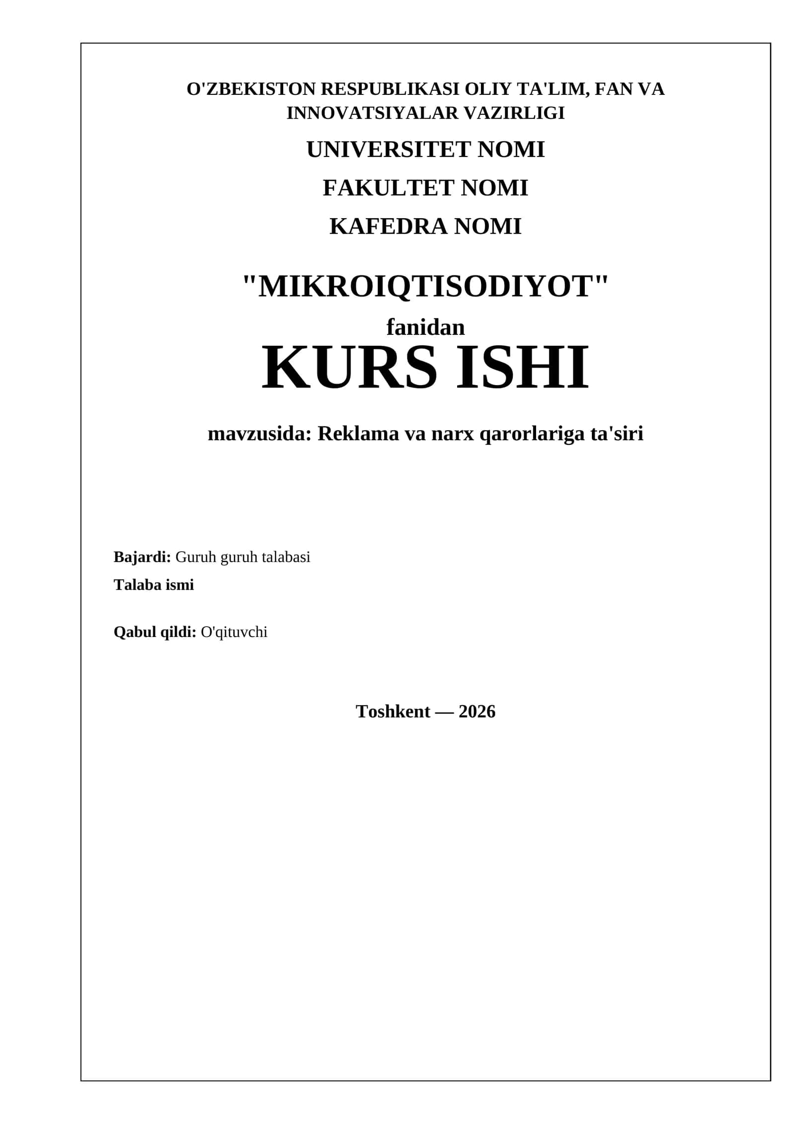 Reklama va narx qarorlariga ta'siri