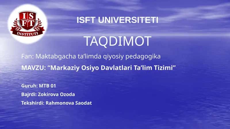 Markaziy Osiyo Davlatlari Ta'lim Tizimi