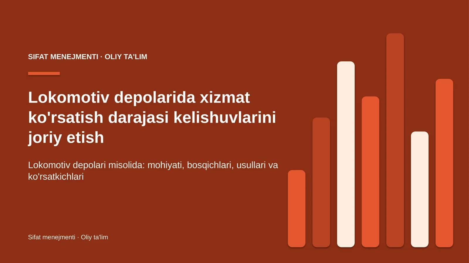 Lokomotiv depolarida xizmat ko'rsatish darajasi kelishuvlarini joriy etish