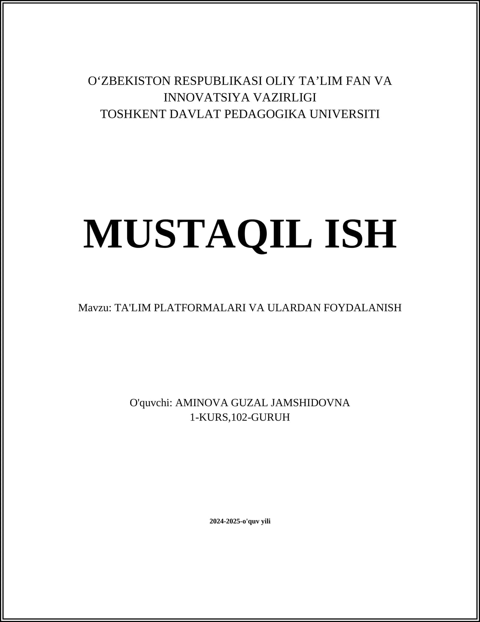 TA'LIM PLATFORMALARI VA ULARDAN FOYDALANISH