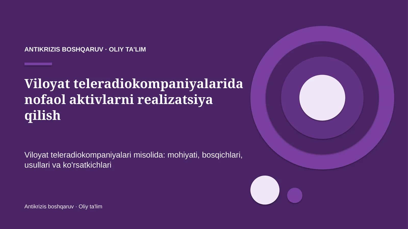 viloyat teleradiokompaniyalarida nofaol aktivlarni realizatsiya qilish 5223