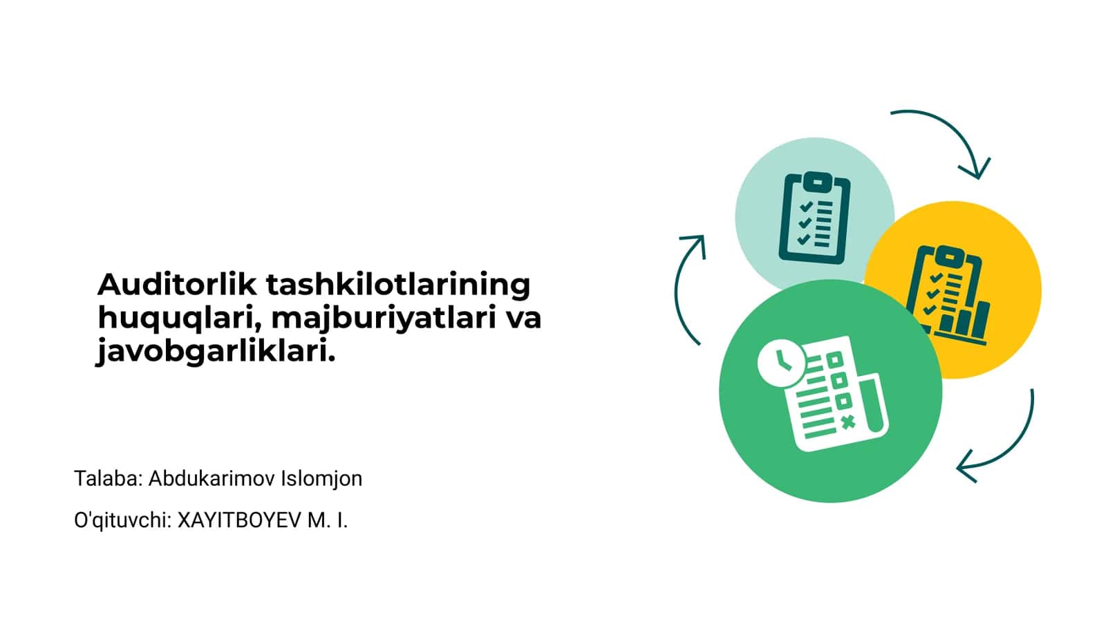 Auditorlik tashkilotlarining huquqlari, majburiyatlari va javobgarliklari