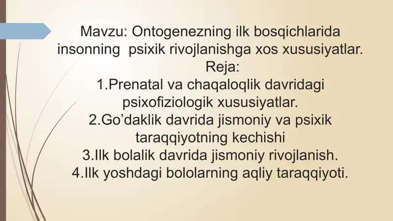 Ontogenezning ilkbosqichlari