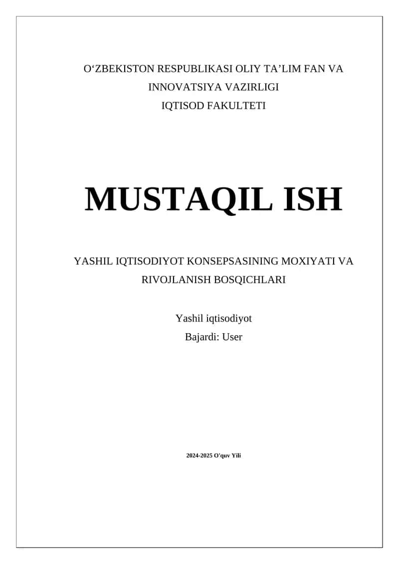 Yashil iqtisodiyotning tarixiy rivojlanishi