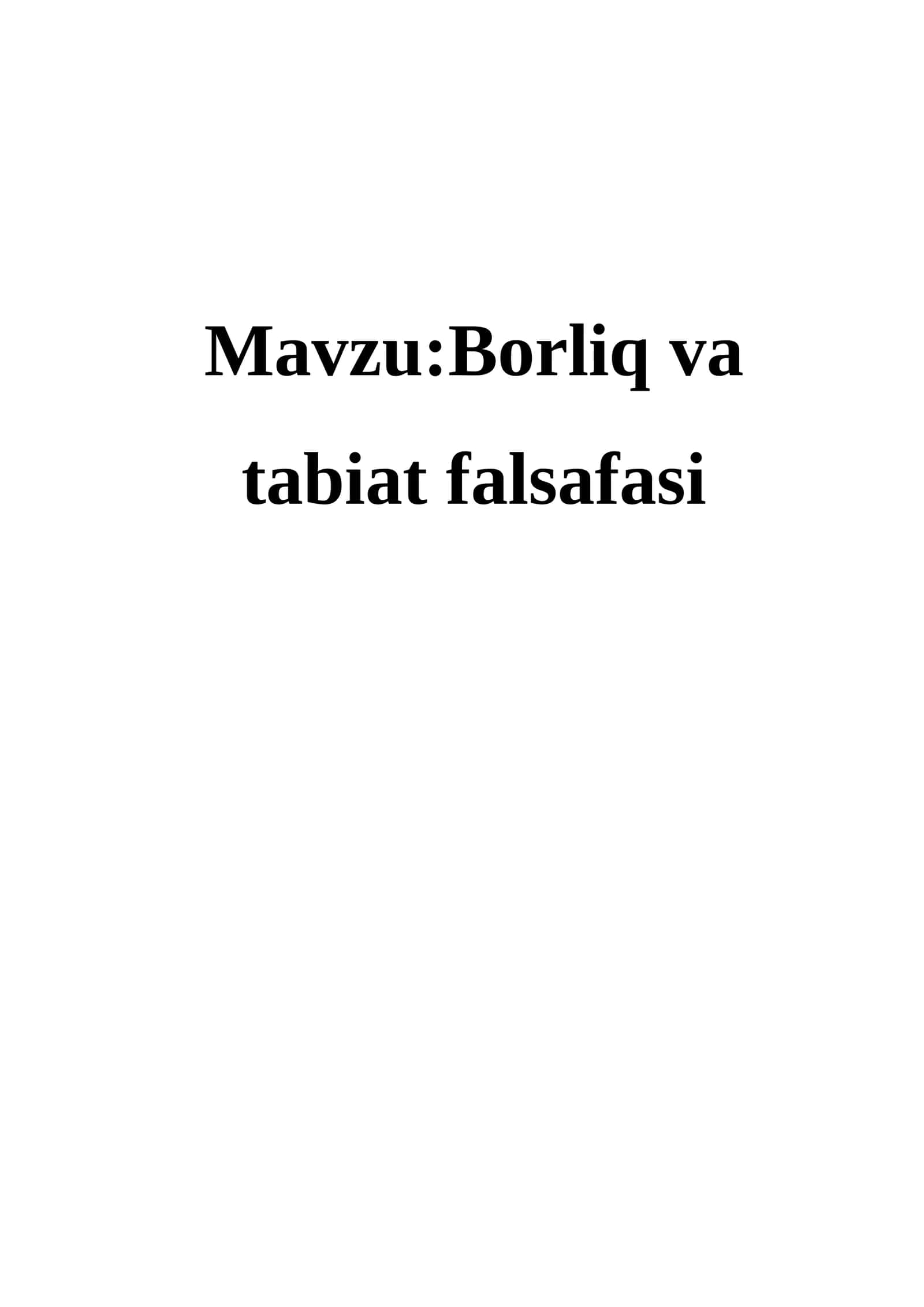 Borliq va tabiat falsafasi