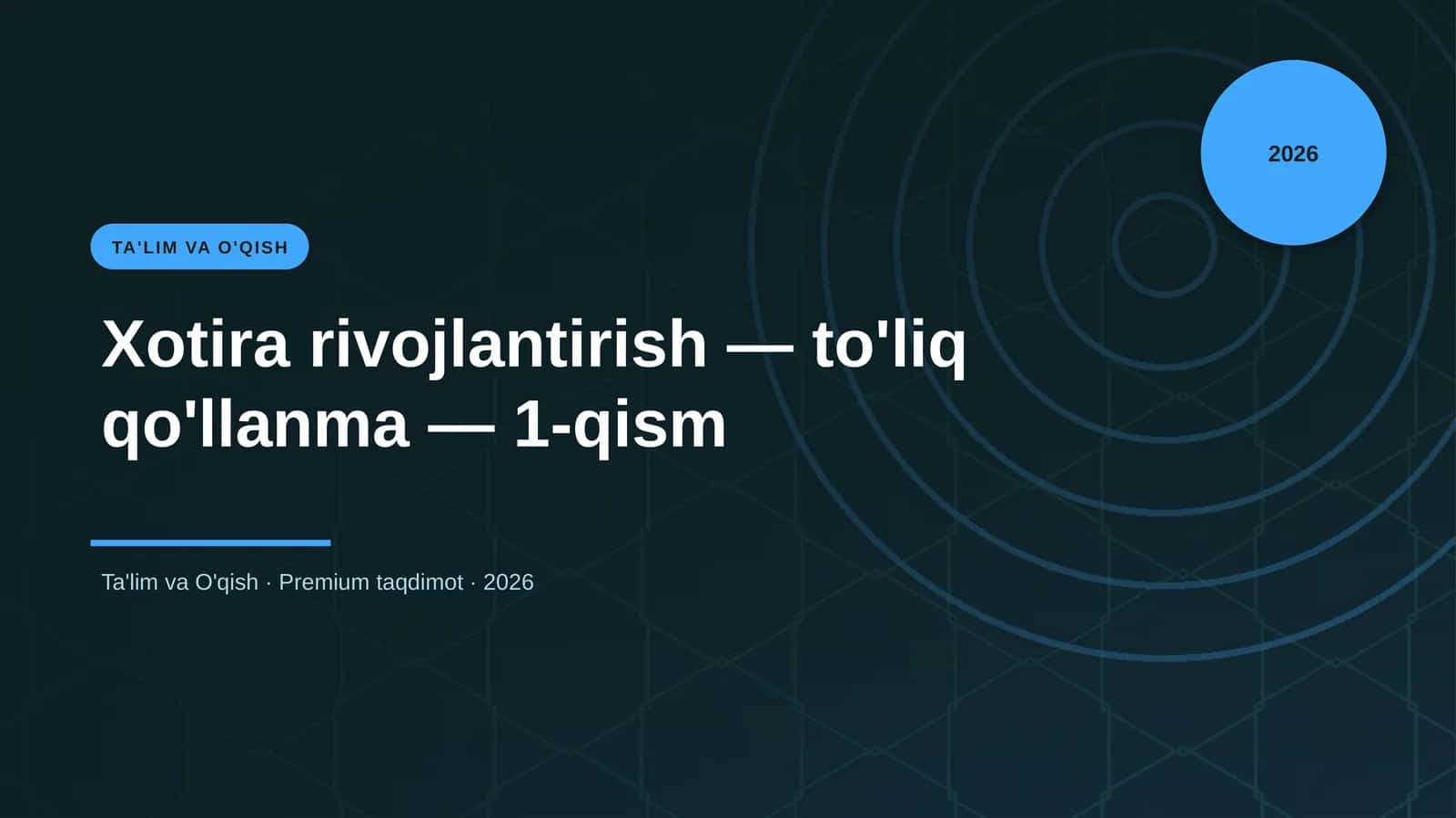 Xotira rivojlantirish - to'liq qo'llanma - 1-qism