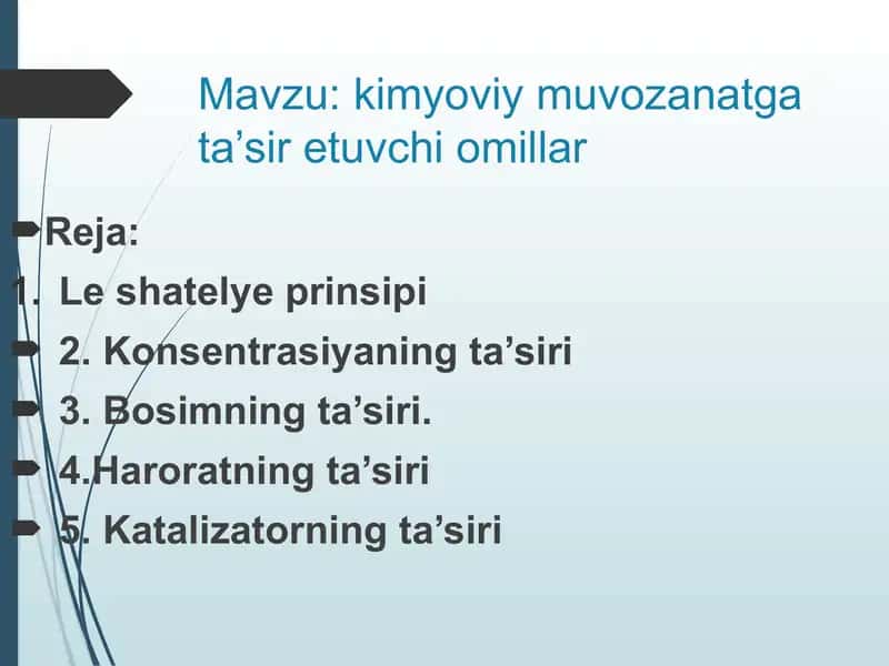 kimyoviymuvozanatgata’siretuvchiomillar