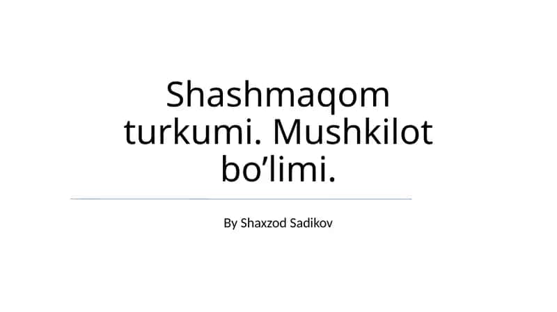 Shashmaqom turkumi