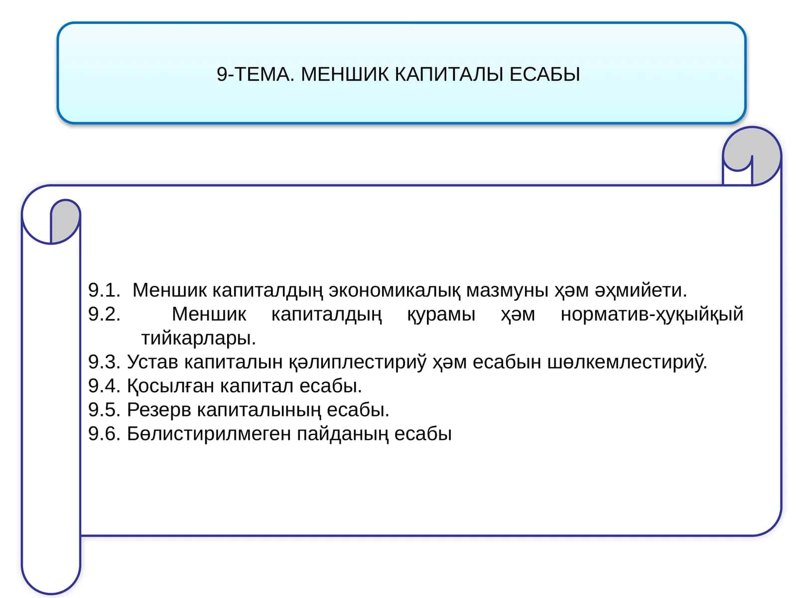 Меншик капиталы Есабы