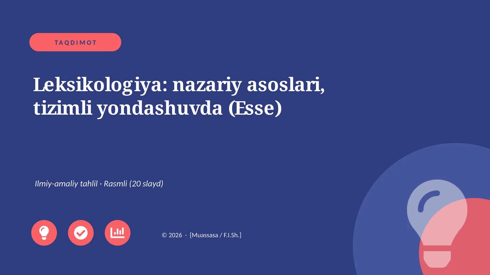 Leksikologiya: nazariy asoslari, tizimli yondashuvda (Esse)