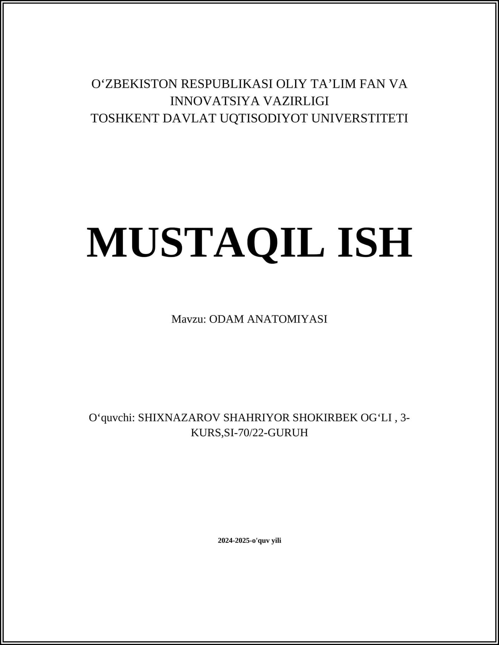 ODAM ANATOMIYASI
