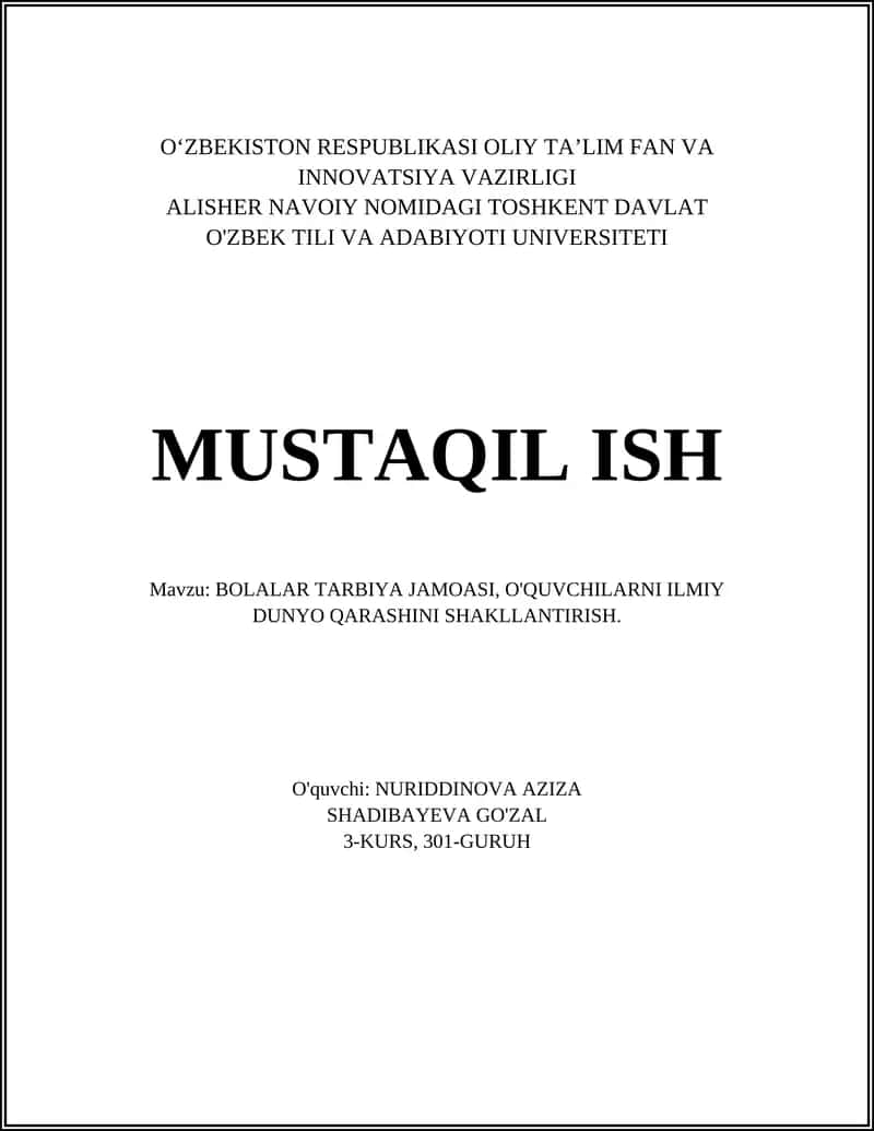BOLALAR TARBIYA JAMOASI