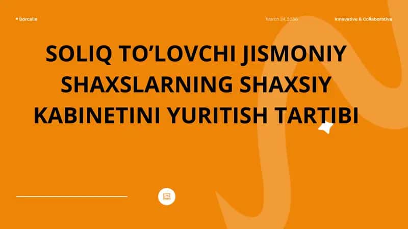 SOLIQ TO’LOVCHI JISMONIY SHAXSLARNING SHAXSIY KABINETINI YURITISH TARTIBI