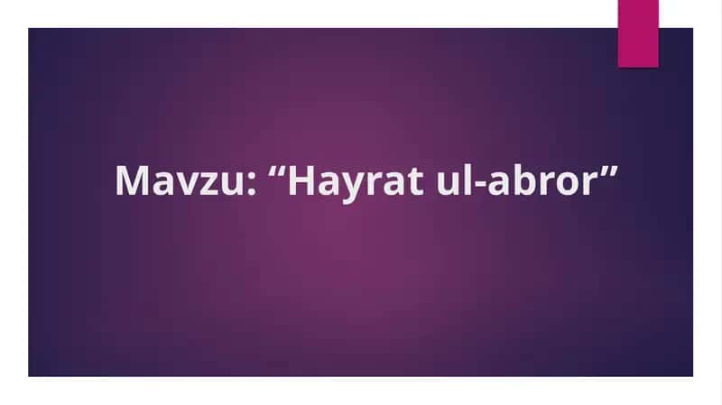 “Hayrat ul-abror”