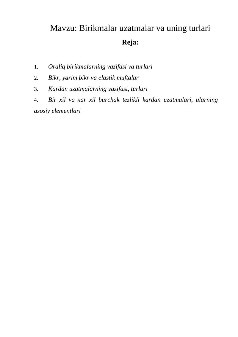 Birikmalar uzatmalar va uning turlari
