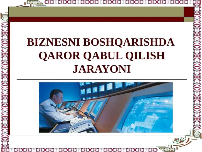BOSHQARUV FAOLIYATINING SAMARADORLIGI