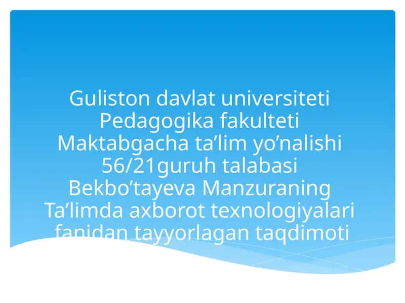 Maktabgacha ta'lim yo'nalishi