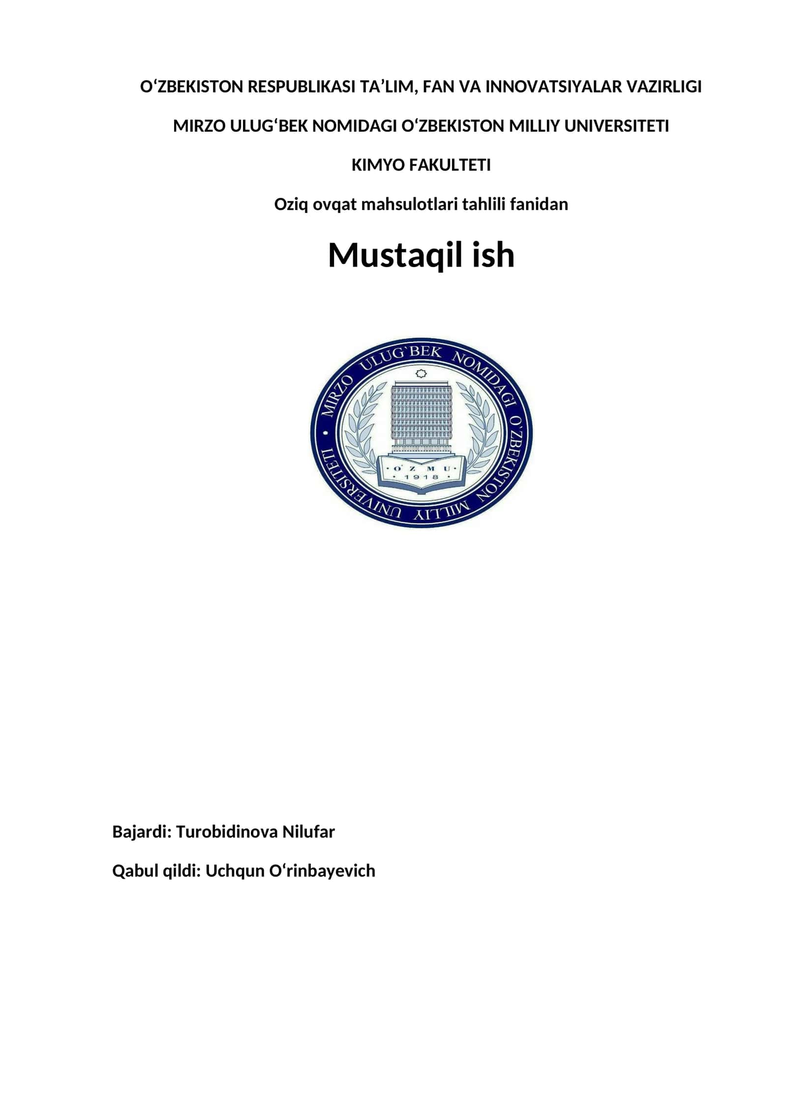 Laboratoriya ishi № 26 SUTDAGI KALIY VA NATRIYNI ANIQLASH