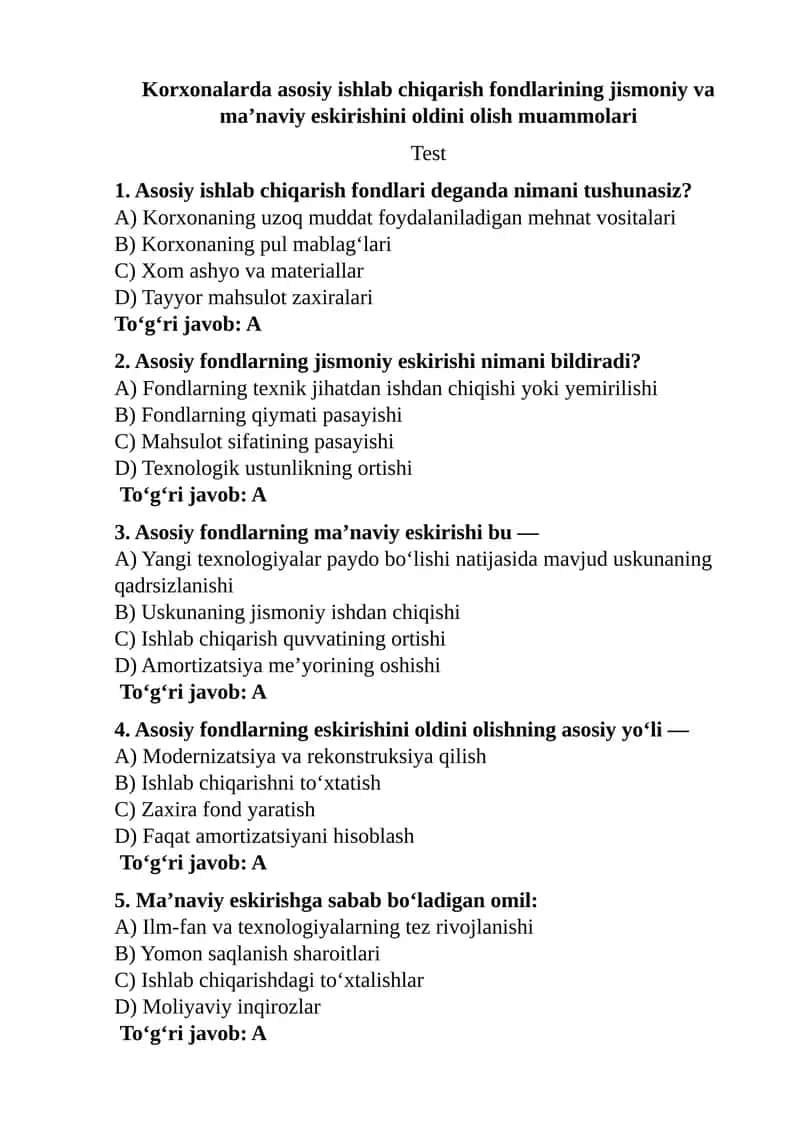 Asosiy ishlab chiqarish fondlari