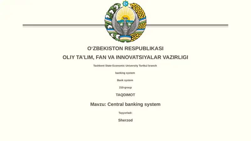 Central banking system