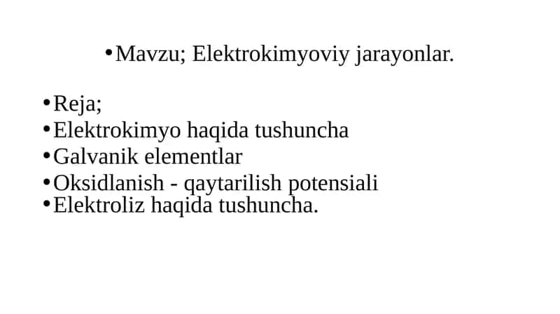 Elektrokimyoviy jarayonlar