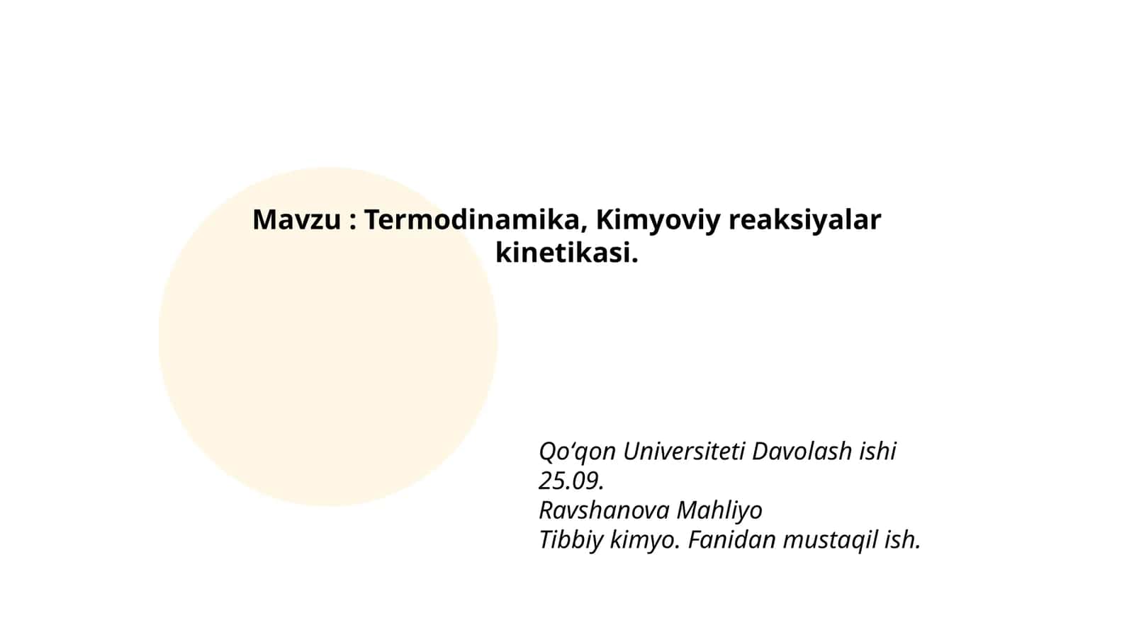 Termodinamika va Kimyoviy Reaksiyalar Kinetikasi