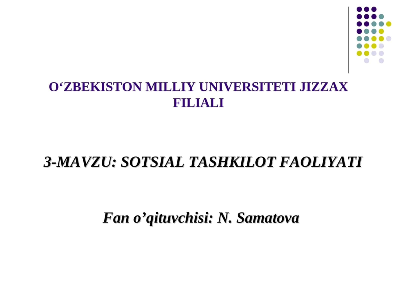 SOTSIAL TASHKILOT FAOLIYATI