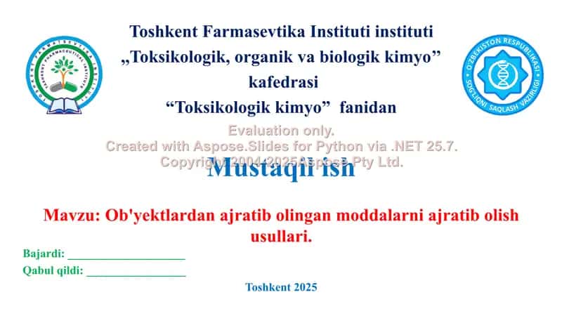 13. Ob'yektlardan ajratib olingan moddalarni ajratib olish usullari. Klaster, 2 ta