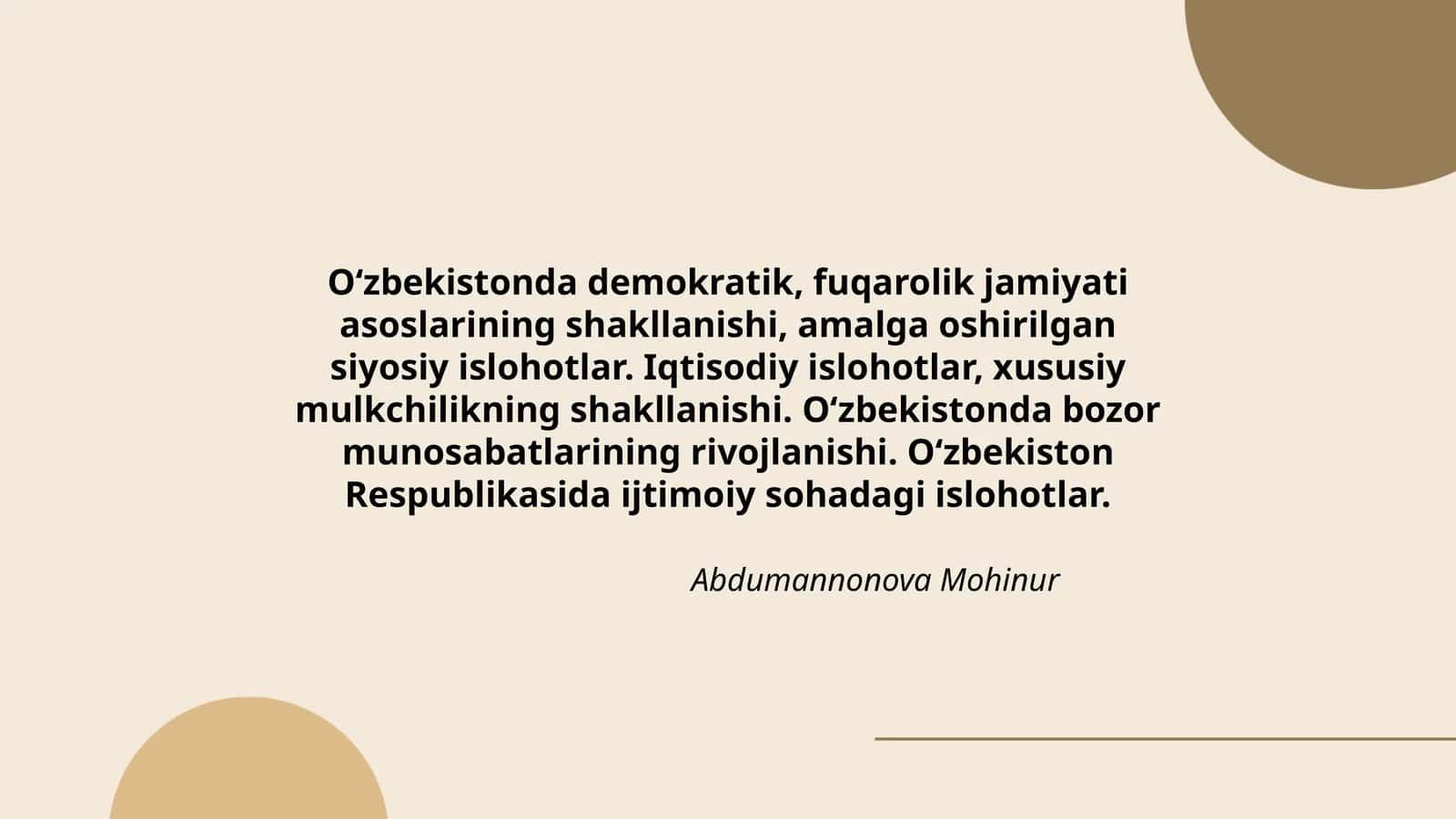 Abdumannonova Mohinur