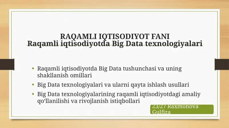 Raqamli Iqtisodiyot Fan
