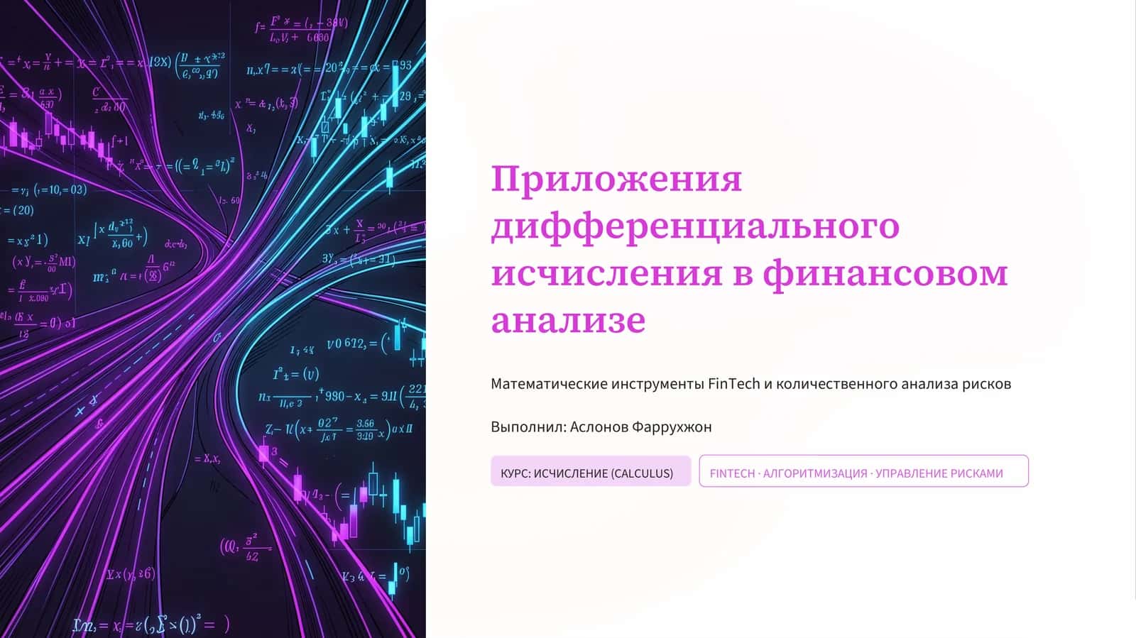 Приложения дифференциального исчисления в финансовом анализе