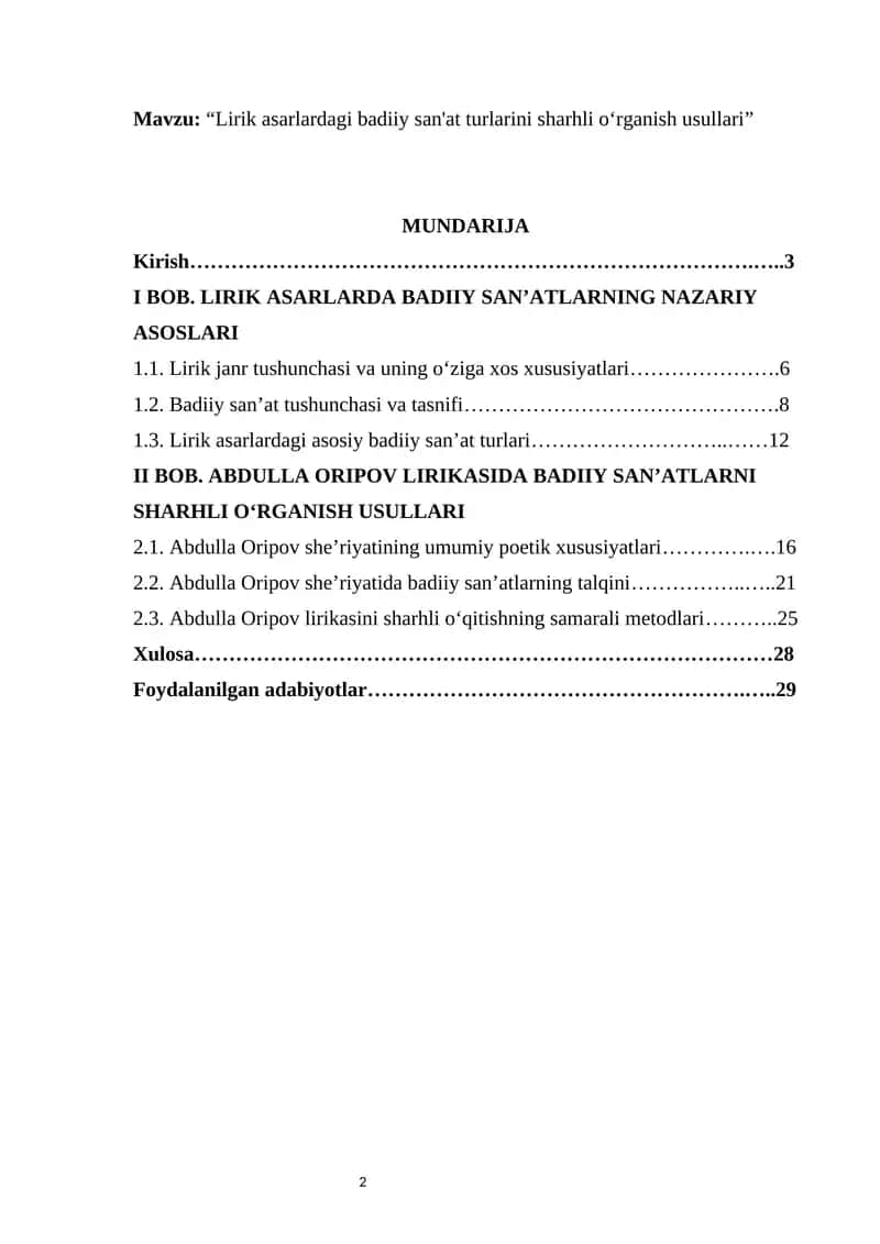 Lirik asarlardagi badiiy san'at turlarini sharhli o‘rganish usullari abdullar oripov Lirik asarlardagi badiiy san'at turlarini sharhli o‘rganish usullari