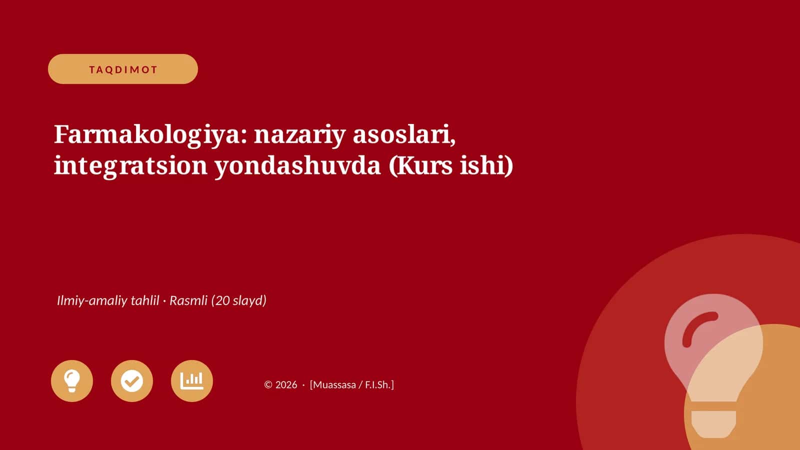 Farmakologiya: nazariy asoslari, integratsion yondashuvda (Kurs ishi)