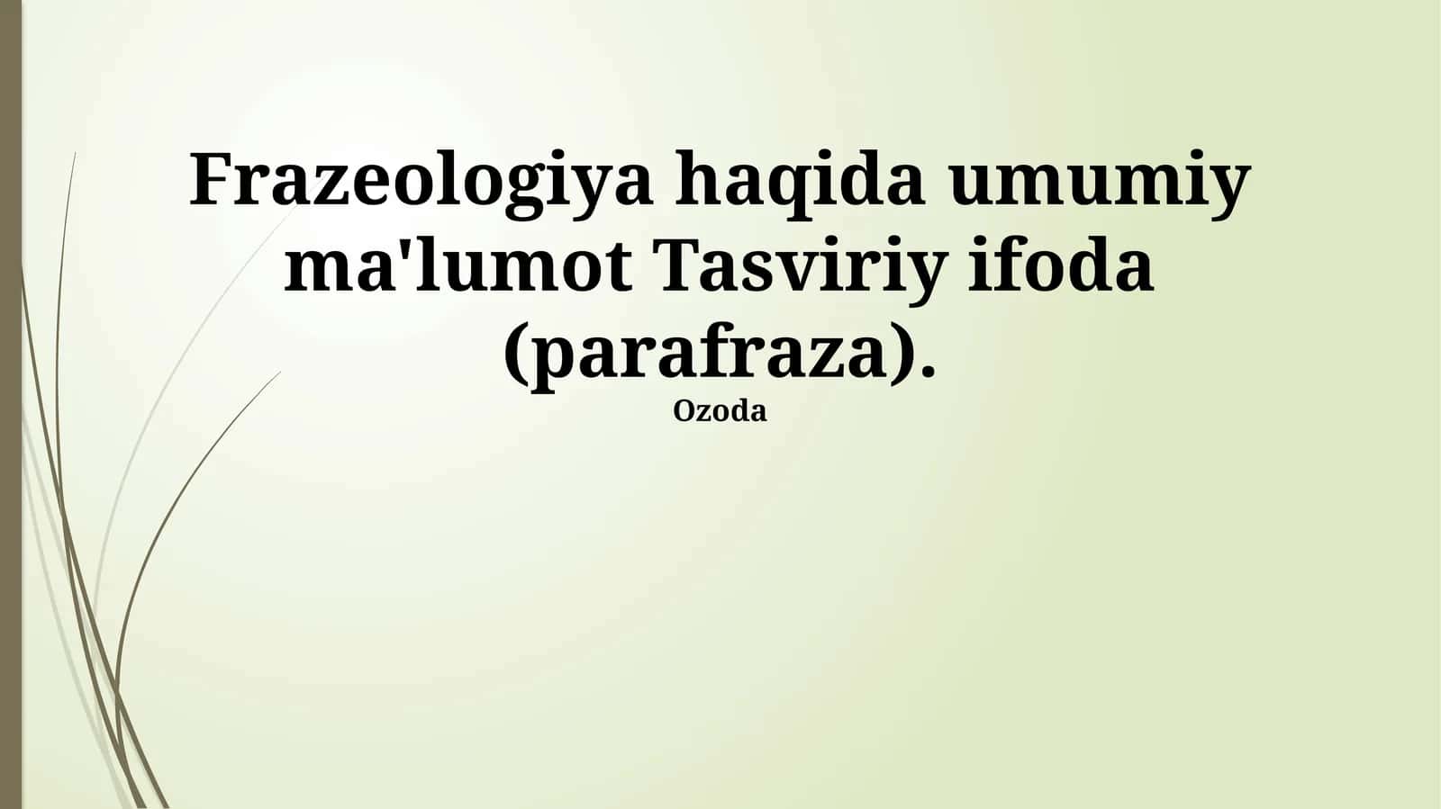 Frazeologiya haqida umumiy ma'lumot