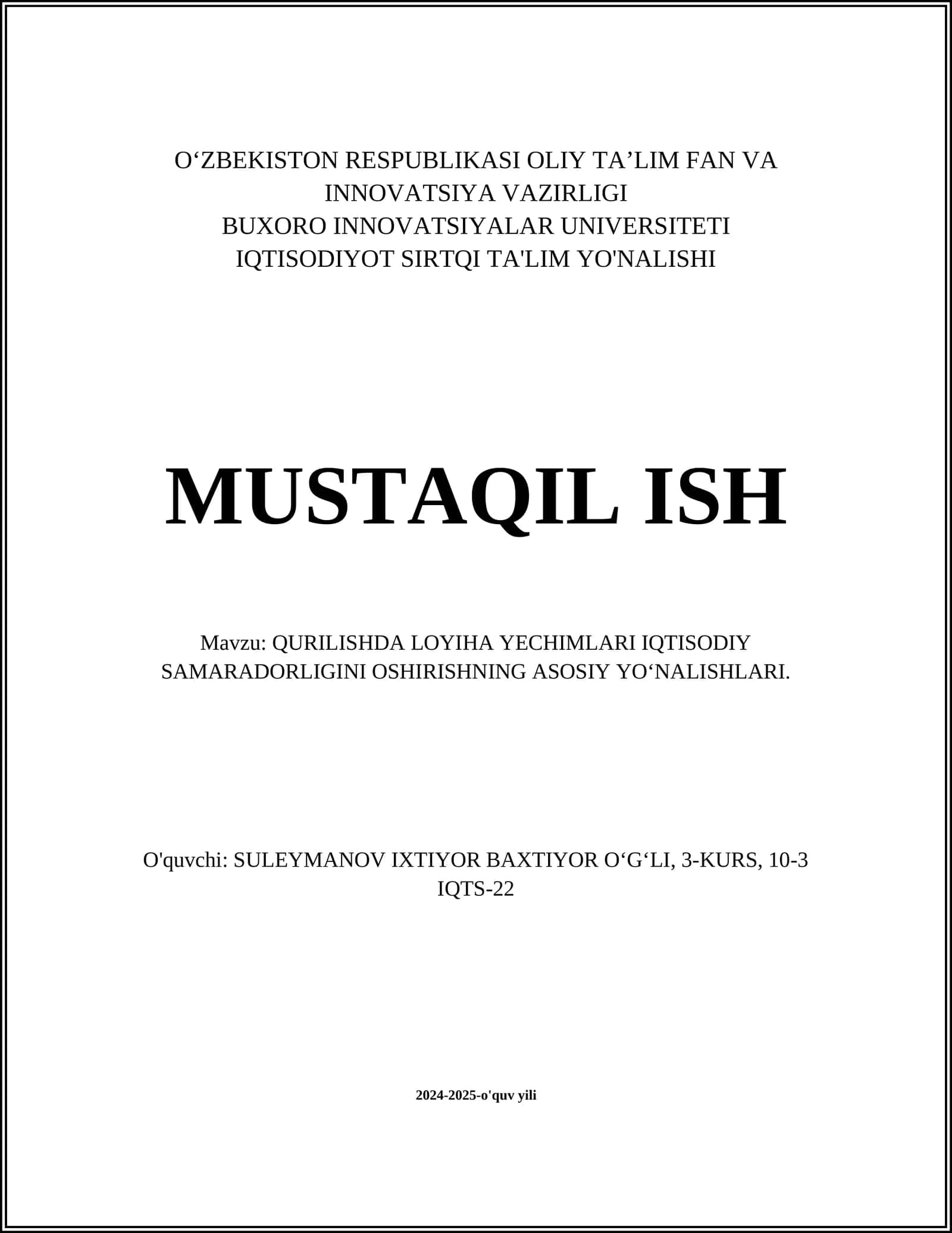 Qurilish materiallarining samaradorligini oshirish