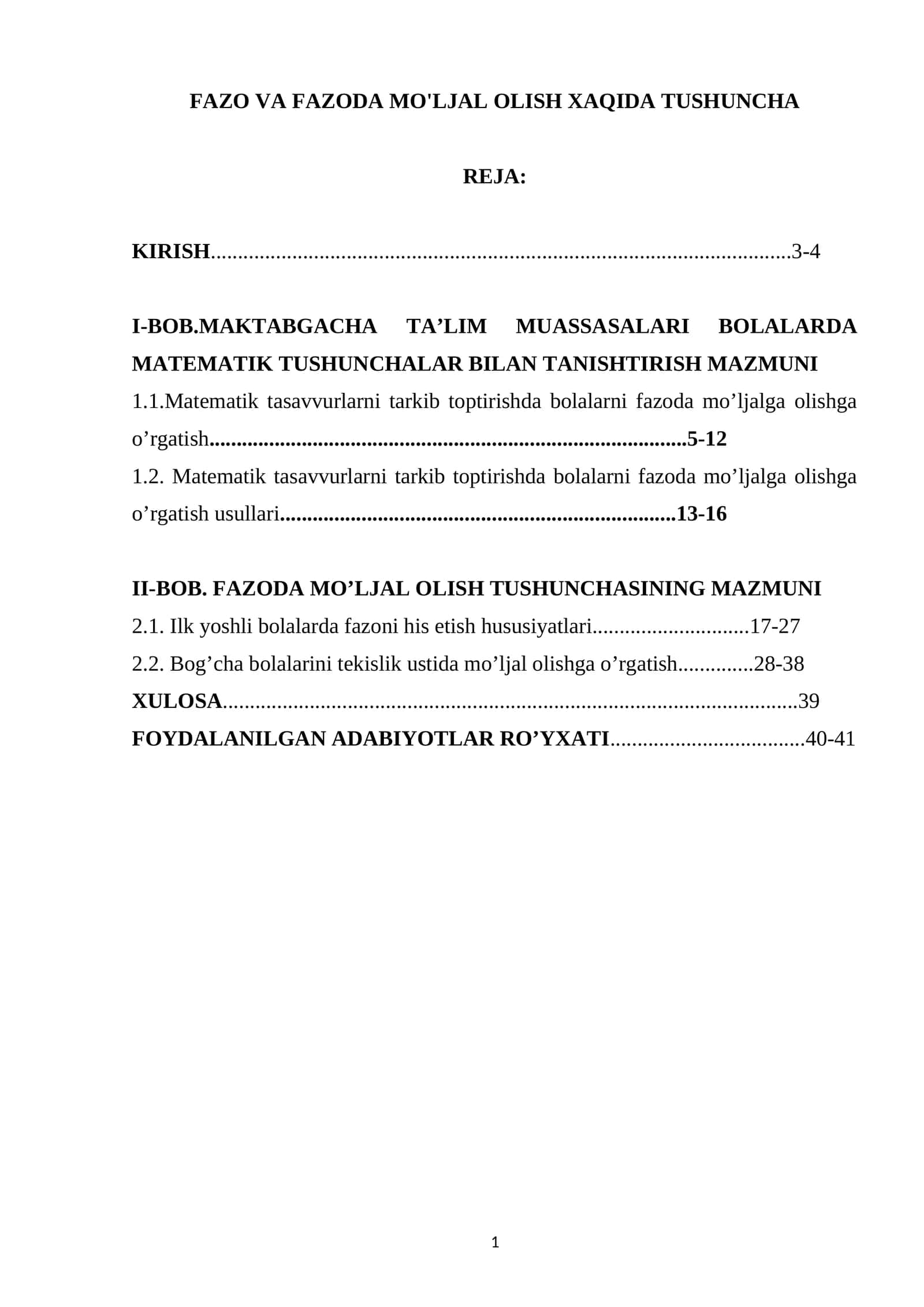 FAZO VA FAZODA MO'LJAL OLISH XAQIDA TUSHUNCHA