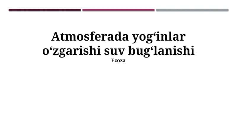 Namlikning qisqa muddatli o'zgarishlarini bashorat qilish