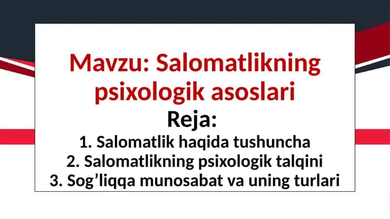 Salomatlikning psixologik asosi