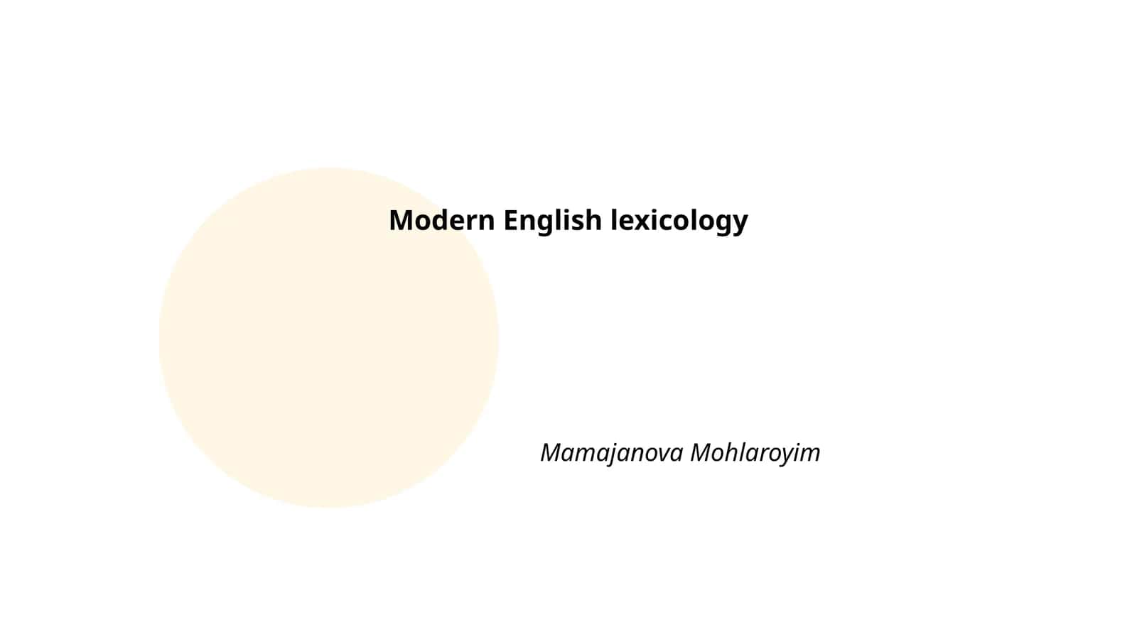 Modern English lexicology