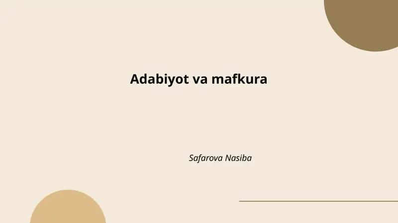 Adabiyot va mafkura