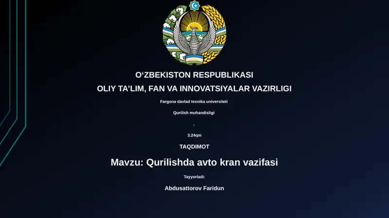 Qurilishda avto kran vazifasi