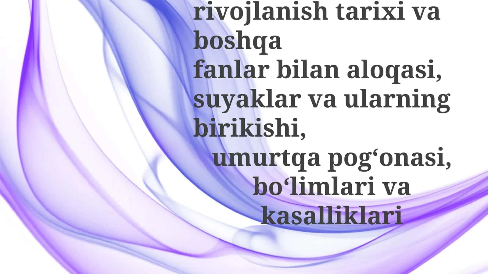 Ramkani to'qimasi: Suyaklar va ularning bog'lanishlari