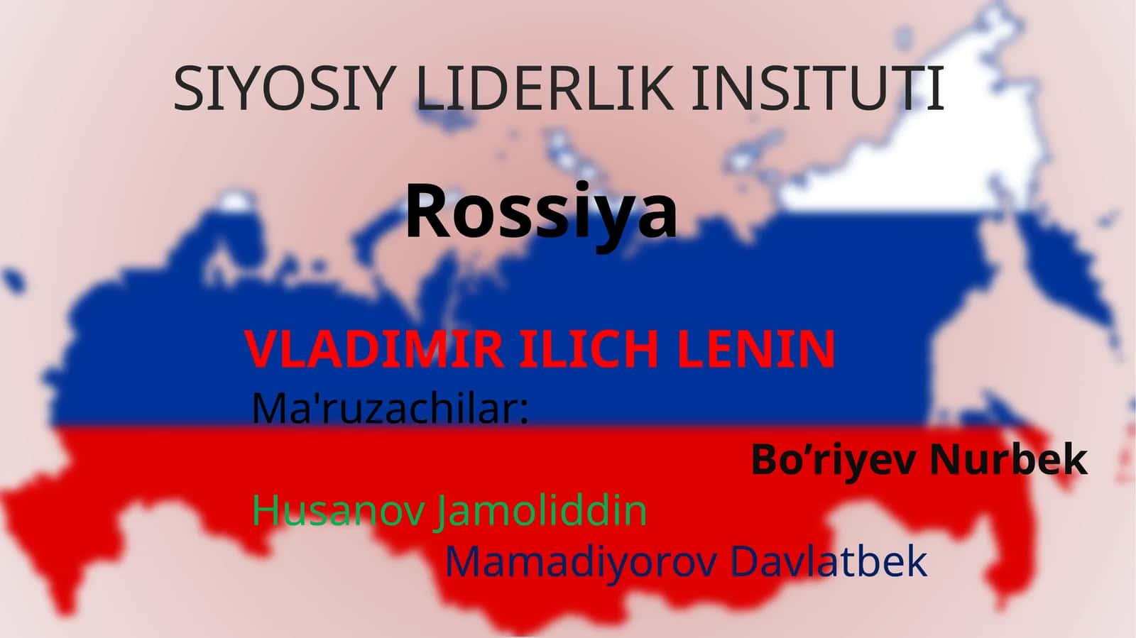 VLADIMIR ILICH LENIN