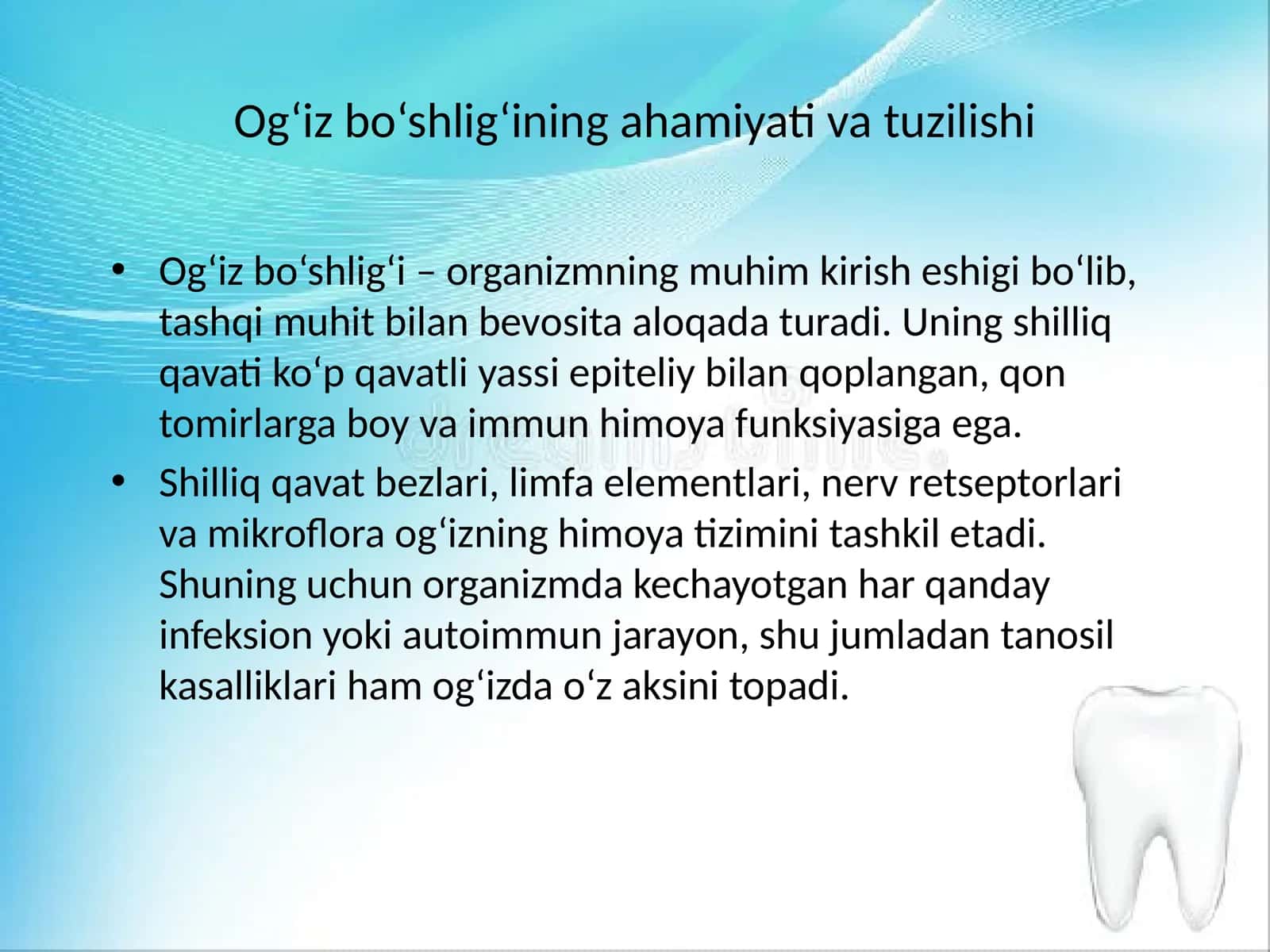 Og‘iz bo‘shlig‘ining ahamiyati va tuzilishi