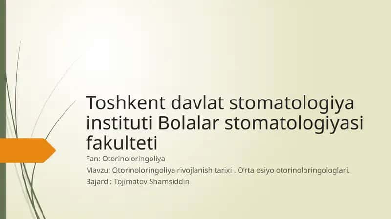 Otorinolaringologiya rivojlanish tarixi