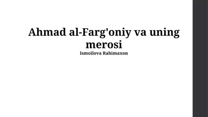 Ahmad al-Farg'oniy va uning merosi