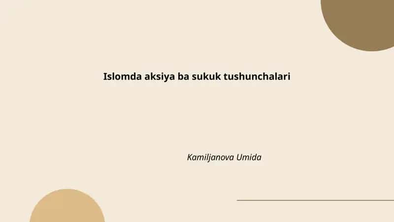 Islomda aksiya ba sukuk tushunchalari
