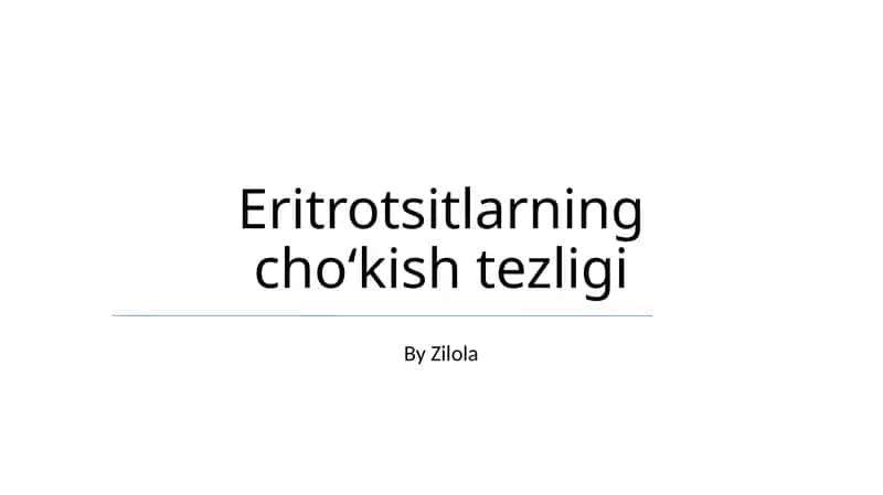 Eritrotsitlarning choʻkish tezligi