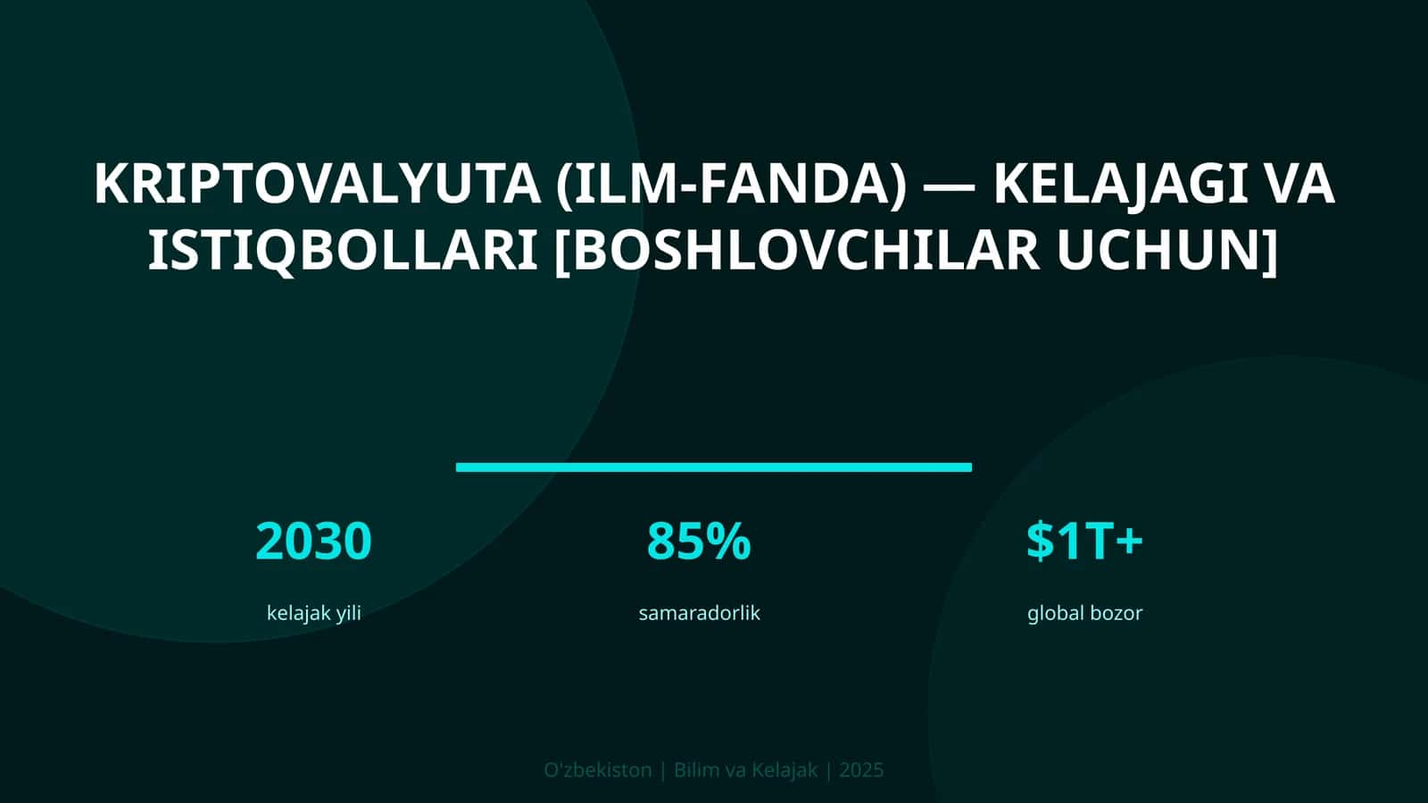 KRIPTOVALYUTA (ILM-FANDA) — KELAJAGI VA ISTIQBOLLARI [BOSHLOVCHILAR UCHUN]